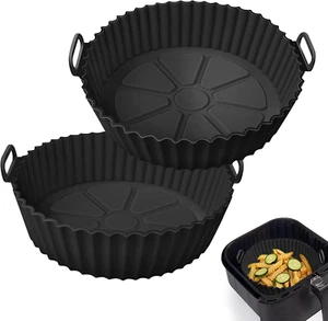 Air Fryer Silicone Liner 2 Pack, 8 inch Non-Stick Reusable Air Fryer Basket Lin - Picture 1 of 6