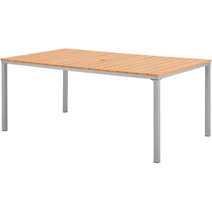 Global Industrial 70" Rectangular Resin Outdoor Dining Table Tan - Picture 1 of 7