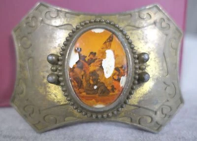 Vintage Brass & Enamel George Washington Crossing Delaware Cameo Belt Buckle - Image 1 of 4