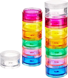2er Pack Regenbogen 7 Tage Stapelbar Pillen Organizer Etui Turm Box Medizin Planer SM - Bild 1 von 12