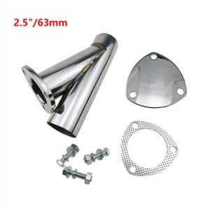 2.5" Stainless Steel Y Exhaust Pipe with Seal Gasket E-Cut Out Valve Downpipe - Picture 1 of 12