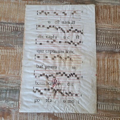 Large Sheet Vellum Illuminated Gregorian Chant - Image 1 of 4