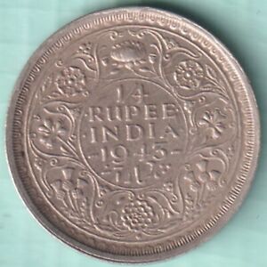 BRITISH INDIA 1943 KING GEORGE VI 1/4 RUPEE SILVER COIN IN TOP GRADE