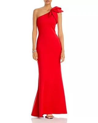 Aqua Red One-Shoulder Scuba Gown Exclusive Size 2 - Image 1 of 4