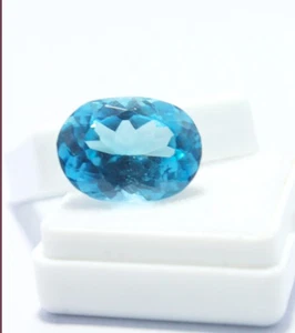 15.70 Ct Swiss Blue Topaz – Oval Brilliant Cut | Natural & Certified | Eye-Clean - Picture 1 of 14