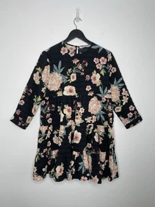 Zara Floral Print Ruffle Tiered Mini Dress 3/4 Sleeve Size M Bloggers Fave - Picture 1 of 9