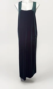 Maxi Vestido Jersey Terciopelo Verde Cuello Cuadrado Talla 14 Capas Elástico Forrado - Imagen 1 de 10