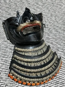 MASCHERA SAMURAI MENPO di YOROI originale armatura samurai Edo armatura antica giapponese - Foto 1 di 7