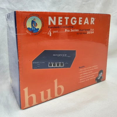 NEW NETGEAR DS104 4 Port Pro Series Duel Speed Hub 10/100 Mbps Easy set-up - Image 1 of 4