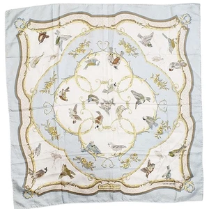 HERMES LA CLE des CHAMPS Carre 90 Seide 100% Schal hellblau gebraucht Etikett fehlt - Bild 1 von 9
