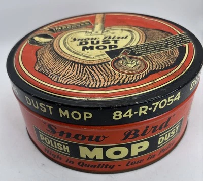 Esfregão de pó vintage vazio pássaro neve lata boa cor! 84-R-7054 - Imagem 1 de 4