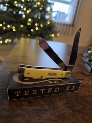 Faca de bolso Case xx facas mini caçador amarelo liso Delrin aço inoxidável 80029 - Imagem 1 de 2