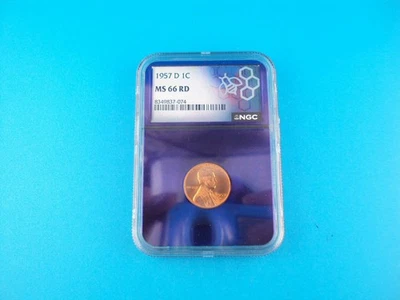 1957-D 1C MS66 RD LINCOLN CENT--NGC--PURPLE CORE - Image 1 of 3