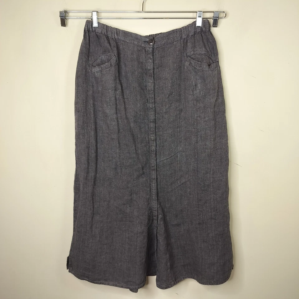 Maxi falda para mujer FLAX Jeanne Engelhart 100 % lino talla XL abotonada Lagenlook Foto 1 de 4