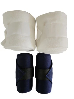 Envolturas para caballos - 2 nuevas envolturas de pie azul marino/2 polos blancos usados Foto 1 de 4
