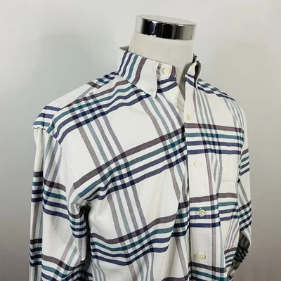 Camisa Oxford Gant Salty Dog Mediana Vintage Azul Verde Blanco Cuadros 100% Algodón Foto 1 de 4