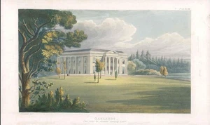 Antigua aguatinta OAKLANDS Okehampton Devon de la década de 1820 de Ackermann (AF214) - Imagen 1 de 1