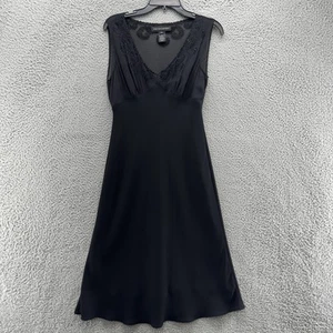 Vintage 90er Jones New York Kleid 8 schwarz transparent Seidenmischung Stickerei Goth Fee - Bild 1 von 13