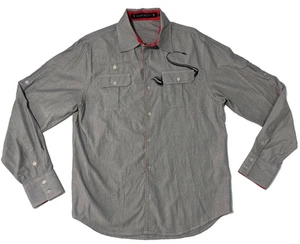 Esposito men's button front pin stripe shirt metal buttons embroidered bull Med - Picture 1 of 9