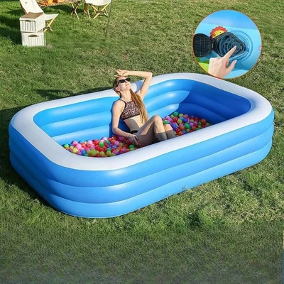 Aufblasbarer Familienpool Schwimmbecken Garten Terrasse Sommer Wasserspaß - Bild 1 von 4