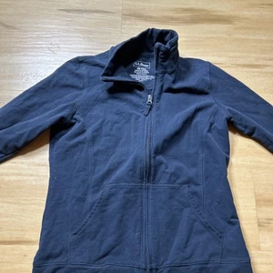 LL Bean Jacket Womens XS Blue Ultrasoft Sweats Full Zip Mock Neck Stretch - Picture 1 of 8