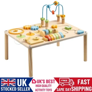 8 in 1 Wooden Activity Table Preschool Busy Montessori Toys for Toddlers Gift UK - Picture 1 of 10