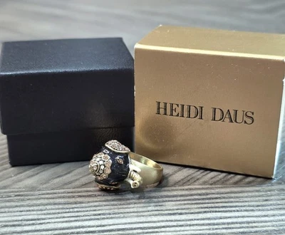 Anillo de cristal elefante marrón ámbar y esmalte negro Heidi Daus nuevo en caja, talla 8 Foto 1 de 4