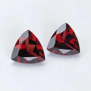 3.65Cts Natural Delightful Gem Red Color Almandaine Garnet 7mm Trillion Cut Pair - Picture 1 of 5