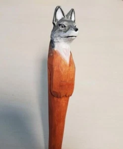 Wolf Wooden Pen Hand Carved Wood Ballpoint Hand Made Handcrafted V71 - Picture 1 of 1