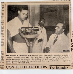 Vintage 1940er Joe Louis laminierter Zeitungsausschnitt klassische Boxen Erinnerungsstücke - Bild 1 von 7