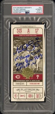 Michael Lorenzen Signed 1st Player Since Ruth: Field HR W Ticket Psa 10 AUTO - Image 1 of 2