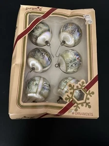 Vintage Pyramid Tree Ornaments Satin Sheen Box of 6 - Picture 1 of 3