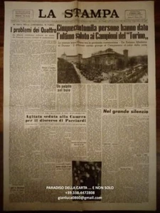 TORINO CALCIO TRAGEDIA SUPERGA (La Stampa 7 Maggio 1949, 4 pagine) - Imagen 1 de 1