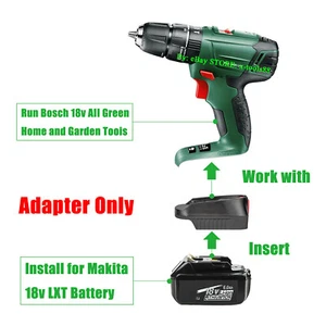 1x Adapter for Makita 18v LXT Li-Ion Battery To for Bosch 18v Green H&G Tools - Picture 1 of 8