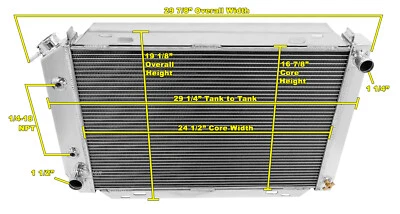 AR 2 Row 1" Tubes All Aluminum Radiator for 1980 - 1983 Ford Fairmont Futura - Image 1 of 4