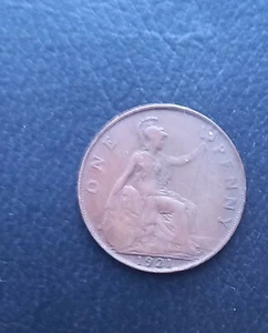 1921 ONE PENNY OF GEORGE V SCHÖNE SAMMLERMÜNZE - Bild 1 von 2