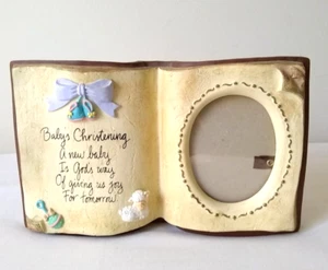 Vintage Russ Berrie & Co Ceramic Baptism Christening Picture Frame 2.5" x 3.5" - Picture 1 of 7