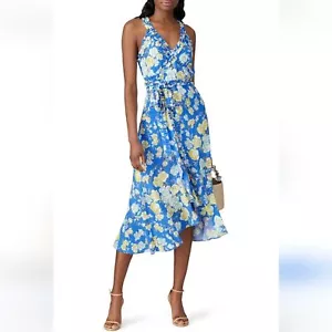 Jason Wu Blue Floral Sleeveless Silk Wrap Dress Size 4 Easter Cottage Wedding - Picture 1 of 6