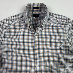 J. Crew Herren Small Slim Langarm Hemd Orange Aqua Navy Kariert Slim H - Bild 1 von 14