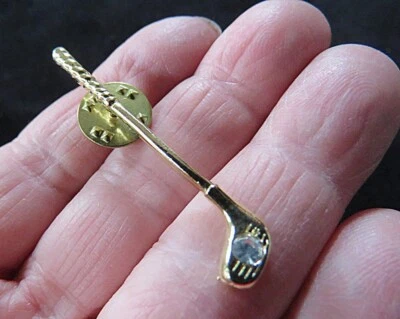 vintage Tie Tack with Rhinestone Golf Ball- 1 3/4"- Comes with Purple Drawstring - Image 1 of 3