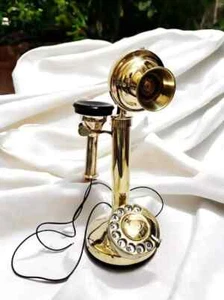 Vintage Messing Telefon Für Zuhause & Büro Dekor - Handgefertigt Western Kerze - Afbeelding 1 van 5