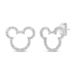 Sterling Silver Plated Disney Mickey Earrings Mouse Disneyland Crystal Jewelry - Picture 1 of 3