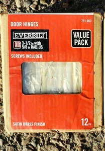 100-Pack Everbilt 3-1/2 in x 5/8 Radius Satin Brass Interior Door Hinges - Picture 1 of 2