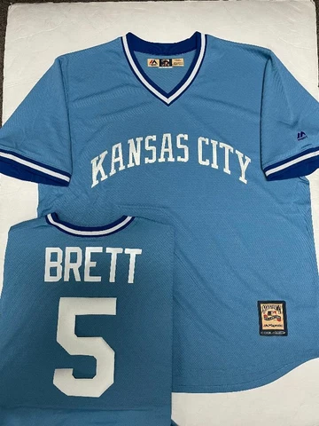 GEORGE BRETT KANSAS CITY ROYALS THROWBACK BLUE JERSEY PICK SIZE 2X 3X MAJESTIC Cover