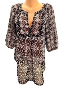 Old Navy Blouse Black Paisley 3/4 Sleeve Women's Maternity S/P Small Petite - Picture 1 of 9