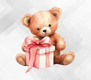Nursery Bear with Gifts wall vinyl sticker decal et15 - Picture 1 of 4