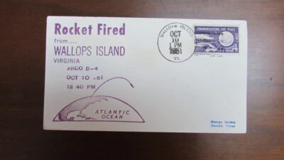 UNITED STATES ROCKET FIRED WALLOPS ISLAND ARGO D-4 10-10-1961 ADDRESSED COVER - Image 1 of 2