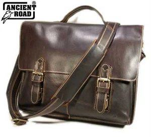 ANCIENT ROAD Genuine Leather Vintage Men's Briefcase 14" 15" Laptop Bag AC032-AU - Picture 1 of 12