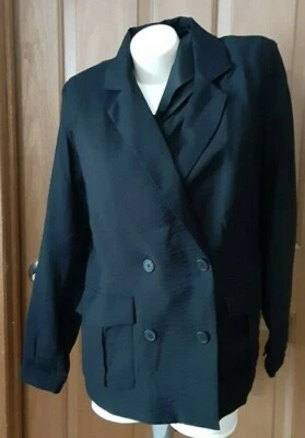 Chaqueta Simply Vera Wang Negra Rayón Doble Pecho Forrada Manga Larga S Foto 1 de 4