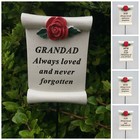 Red Rose Scroll Memorial Stick Remembrance Plaque Tribute Spike Grave Side Stake